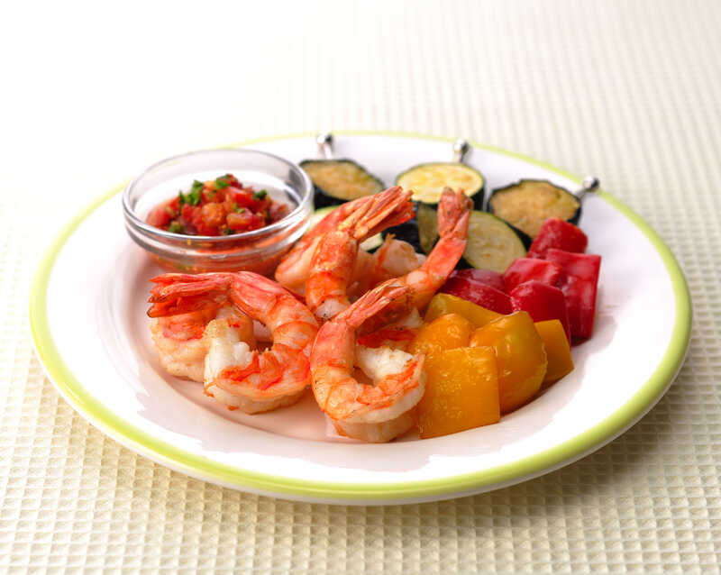 マイユレシピ サルサトマトディップで食べる　エビと野菜の素揚げ