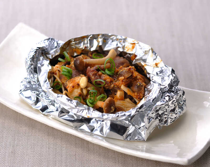 マイユレシピ ねぎ味噌ディップで作る　牛肉ときのこの味噌焼き